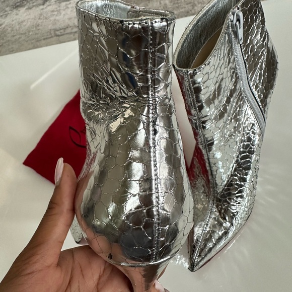 Christian Louboutin Silver So Kate 100 Specchio Martele Ankle Boots - Picture 5 of 8